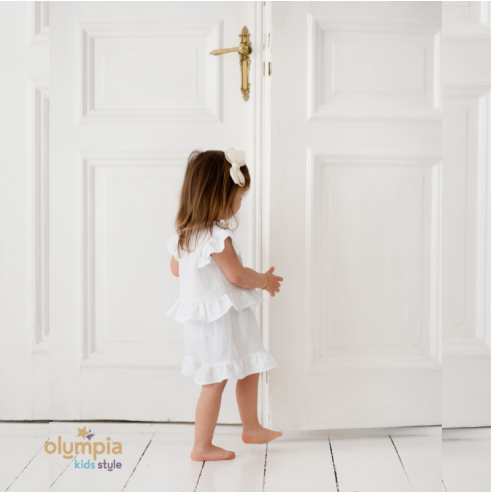 Komplet  dziewczęcy z Muślinu - Bluzka i spodenki | OLYMPIA KIDS STYLE