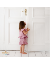 Komplet dziewczęcy z Muślinu Bluzka i Spodenki pudrowy róż