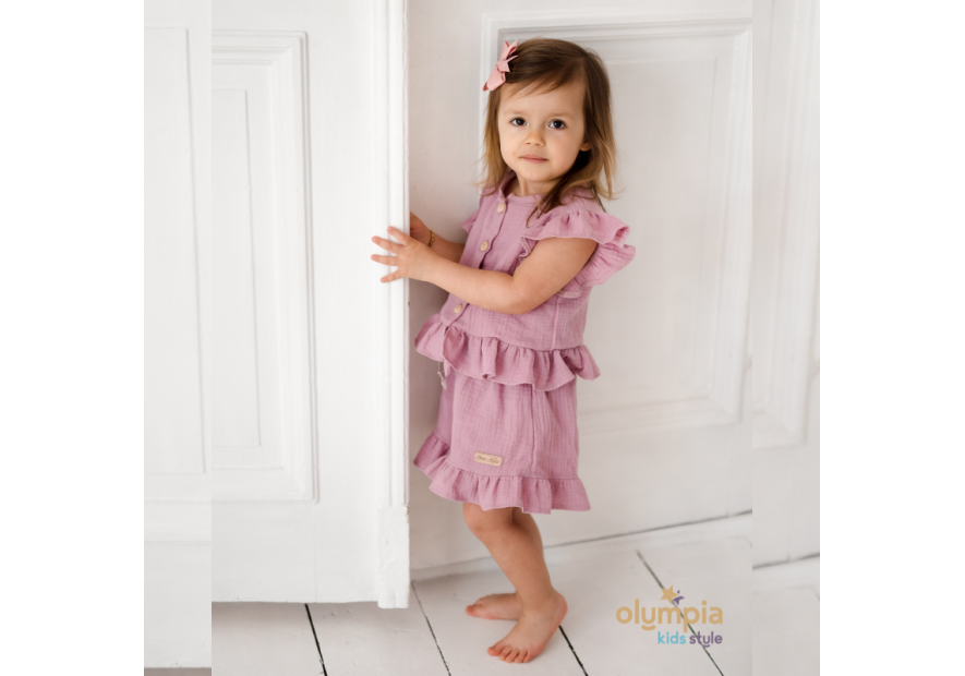 Komplet z Muślinu - Bluzka i Spodenki | OLYMPIA KIDS STYLE