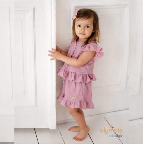 Komplet z Muślinu - Bluzka i Spodenki | OLYMPIA KIDS STYLE