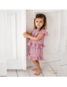 Komplet dziewczęcy z Muślinu Bluzka i Spodenki pudrowy róż