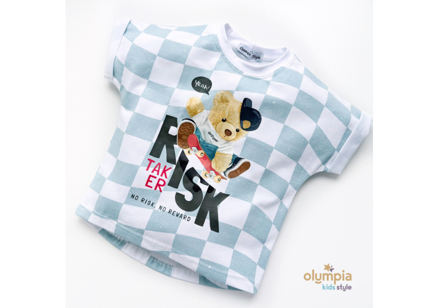 Komplet chłopięcy Bluzka i Szorty MIŚ | OLYMPIA KIDS STYLE