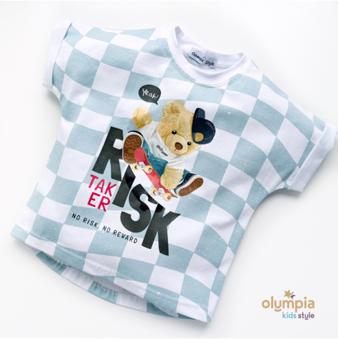 Komplet chłopięcy Bluzka i Szorty MIŚ | OLYMPIA KIDS STYLE