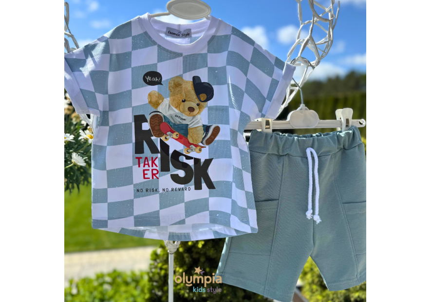 Komplet chłopięcy Bluzka i Szorty MIŚ | OLYMPIA KIDS STYLE