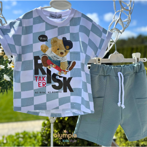 Komplet chłopięcy Bluzka i Szorty MIŚ | OLYMPIA KIDS STYLE