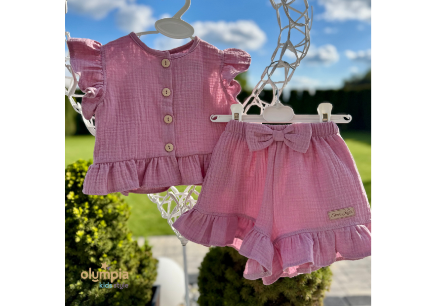 Komplet z Muślinu - Bluzka i Spodenki | OLYMPIA KIDS STYLE