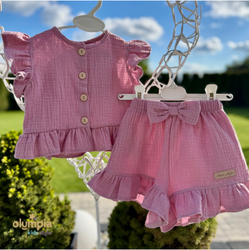 Komplet z Muślinu - Bluzka i Spodenki | OLYMPIA KIDS STYLE