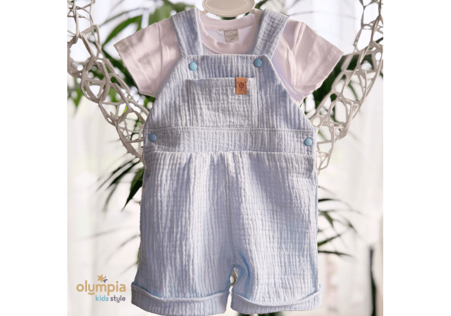 Komplet z Muślinu - Bluzka i Szorty ecru | OLYMPIA KIDS STYLE