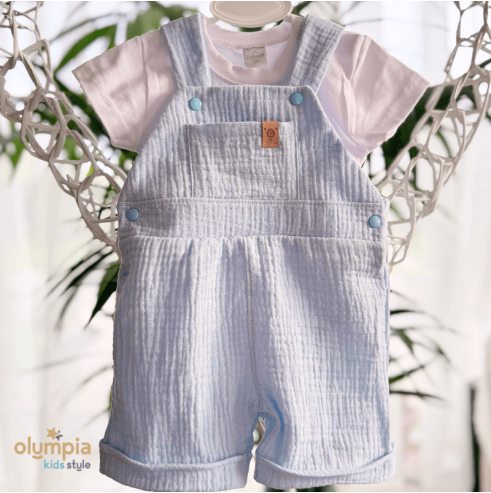 Komplet z Muślinu - Bluzka i Szorty ecru | OLYMPIA KIDS STYLE