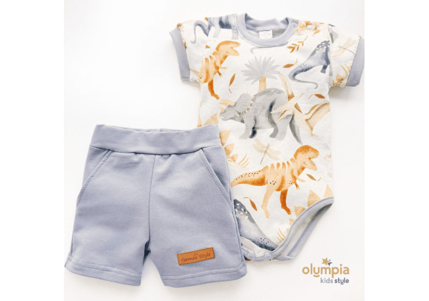 Komplet dla chłopca body z krótkimi spodenkami DINO- OLYMPIA KIDS STYLE