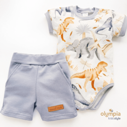 Komplet dla chłopca body z krótkimi spodenkami DINO- OLYMPIA KIDS STYLE