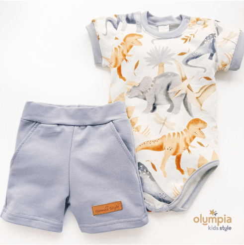 Komplet dla chłopca body z krótkimi spodenkami DINO- OLYMPIA KIDS STYLE
