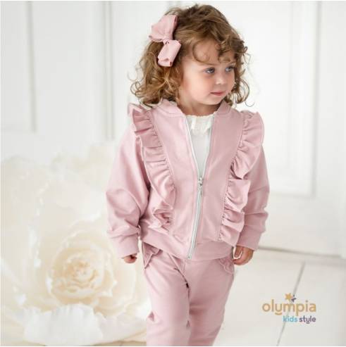 Dres z bluzą rozpinaną i spodniami dla dziewczynki | Olympia Kids Style