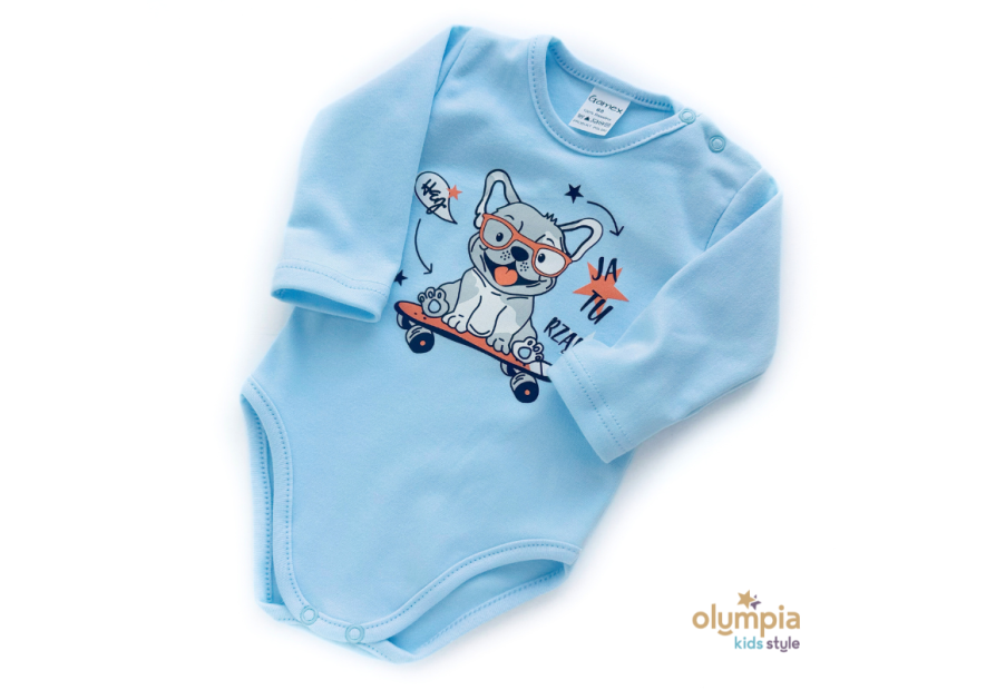 Niebieskie  Body Sitodruk dla chłopca długi rękaw