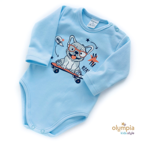 Niebieskie  Body Sitodruk dla chłopca długi rękaw