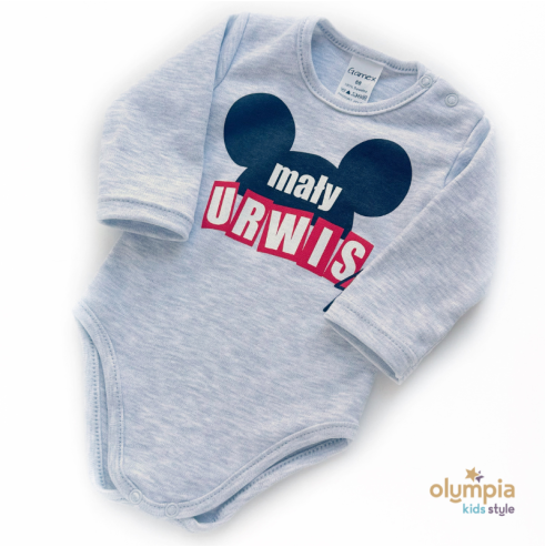 Szare Body Sitodruk dla chłopca długi rękaw