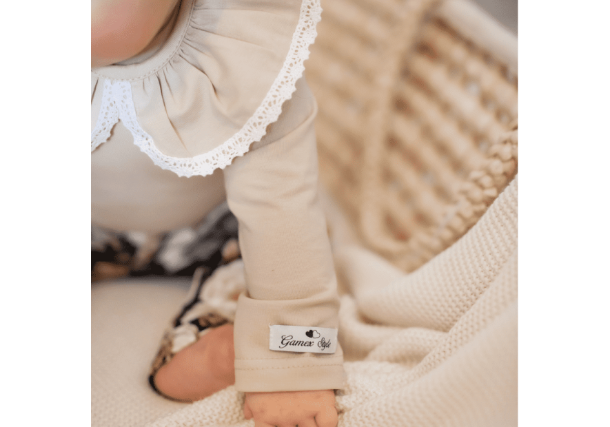 Body i legginsy KOŁNIERZYK koronka beż