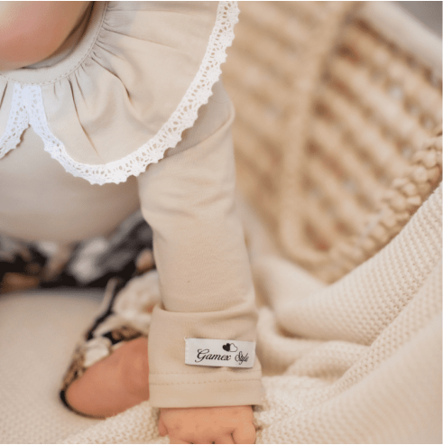 Body i legginsy KOŁNIERZYK koronka beż