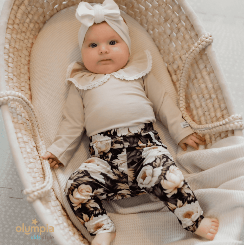 Body i legginsy KOŁNIERZYK koronka beż