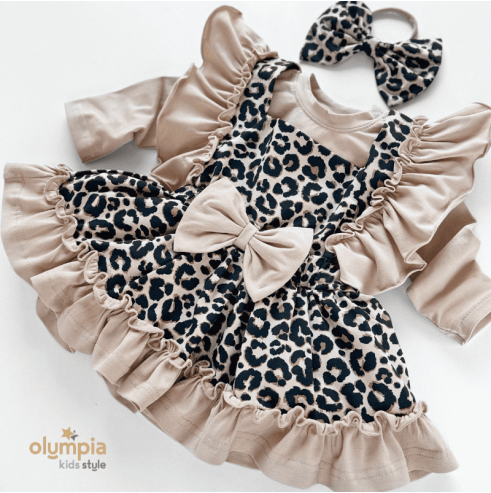 Komplet niemowlęcy bawełniany – body + bloomersy z szelkami | Bezpieczny dla Dziecka| OLYMPIA KIDS STYLE