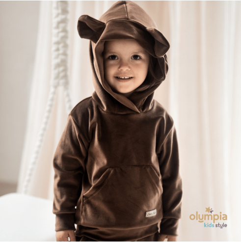 Dres welurowy z kapturem | Olympia Kids Style