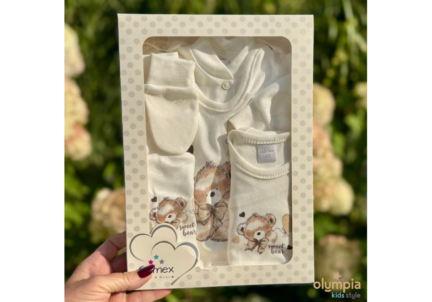 Bawełniana wyprawka dla niemowlaka 5-części | Olympia Kids Style