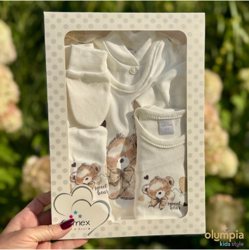 Bawełniana wyprawka dla niemowlaka 5-części | Olympia Kids Style