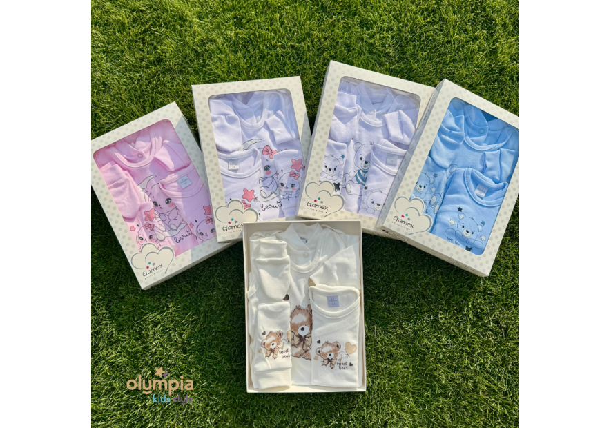 Bawełniana wyprawka dla niemowlaka 5-części niebieska