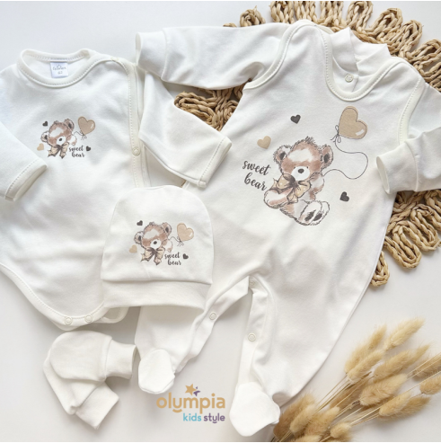 Bawełniana wyprawka dla niemowlaka 5-części | Olympia Kids Style