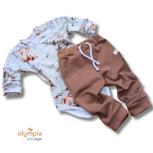 Komplet body ze spodenkami  długi rękaw - OLYMPIA KIDS STYLE