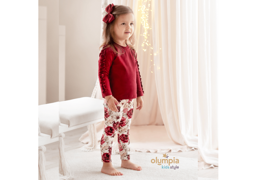 Komplet dla dziewczynki KWIATY  | OLYMPIA KIDS STYLE