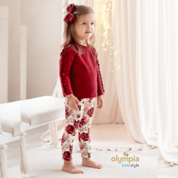 Komplet dla dziewczynki KWIATY  | OLYMPIA KIDS STYLE