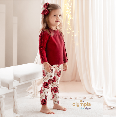 Komplet dla dziewczynki KWIATY  | OLYMPIA KIDS STYLE