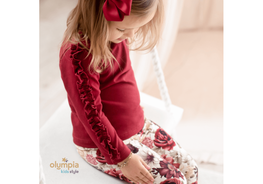 Komplet dla dziewczynki KWIATY  | OLYMPIA KIDS STYLE