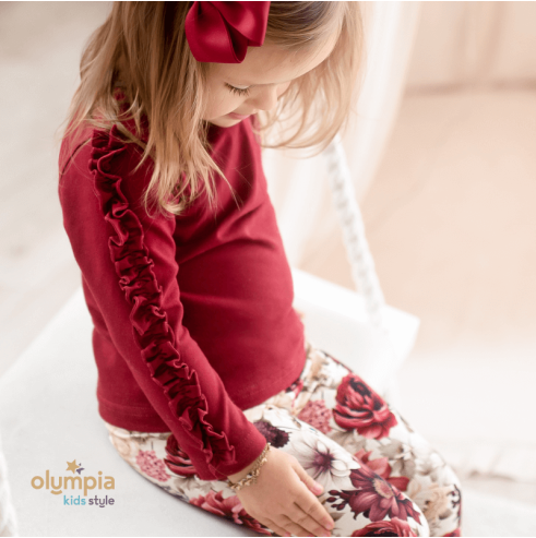 Komplet dla dziewczynki KWIATY  | OLYMPIA KIDS STYLE