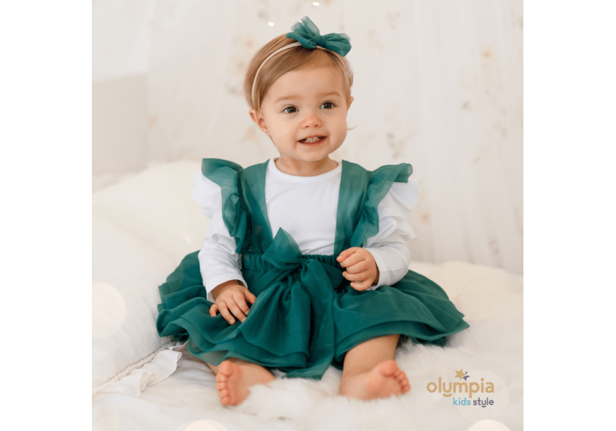 Spódniczka tiulowa na szelkach zielona Bellarco