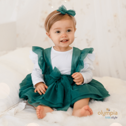 Spódniczka tiulowa na szelkach zielona Bellarco