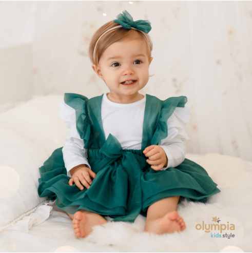 Spódniczka tiulowa na szelkach zielona Bellarco