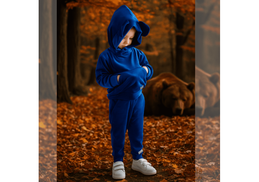 Dres welurowy z uszkami szafirowy