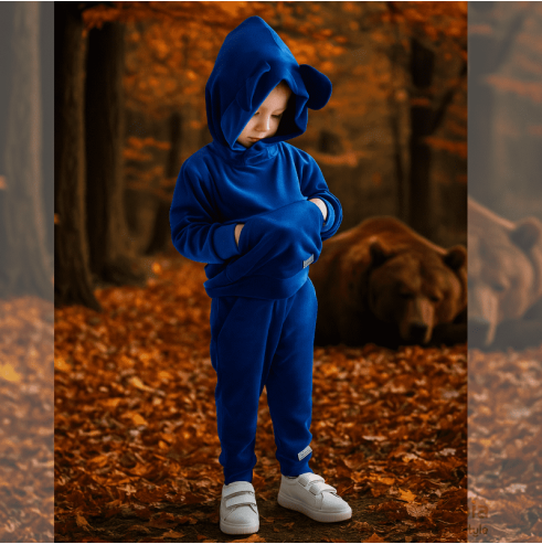 Dres welurowy z uszkami szafirowy