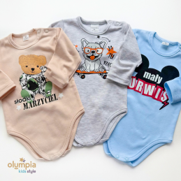 3PAK Body mix dla chłopca długi rękaw