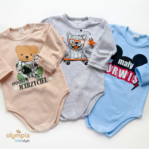 3PAK Body mix dla chłopca długi rękaw
