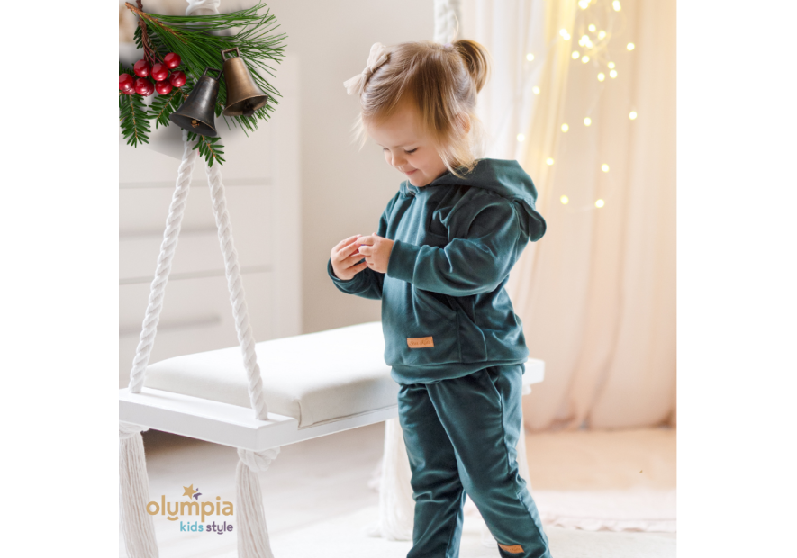 Dres welurowy z kapturem | Olympia Kids Style