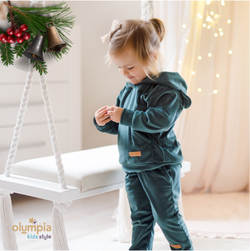 Dres welurowy z kapturem | Olympia Kids Style