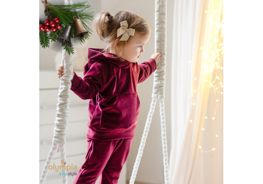 Dres welurowy z kapturem | Olympia Kids Style