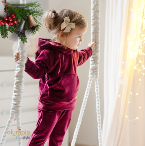 Dres welurowy z kapturem | Olympia Kids Style