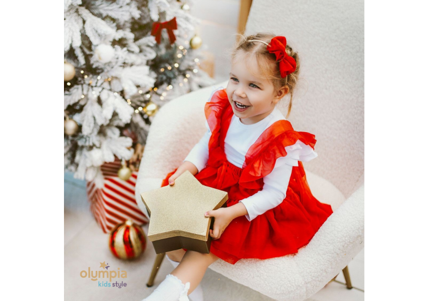 Spódniczka tiulowa na szelkach czerwona| Olympia kids style