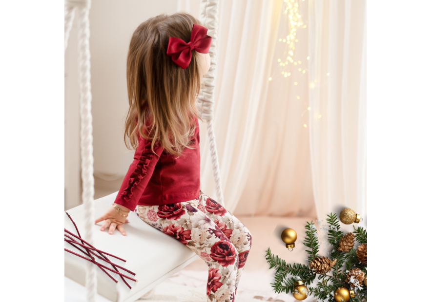 Komplet dla dziewczynki KWIATY  | OLYMPIA KIDS STYLE