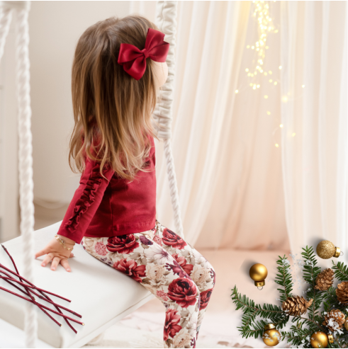 Komplet dla dziewczynki KWIATY  | OLYMPIA KIDS STYLE