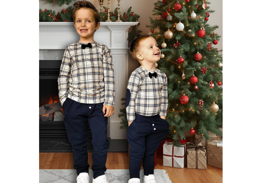 Elegancki komplet z muszką i spodenki | OLYMPIA KIDS STYLE